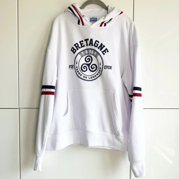 Women’s Sweatshirt Hoodie Brittany France White Blue Red Size XXL Travel - Picture 1 of 7